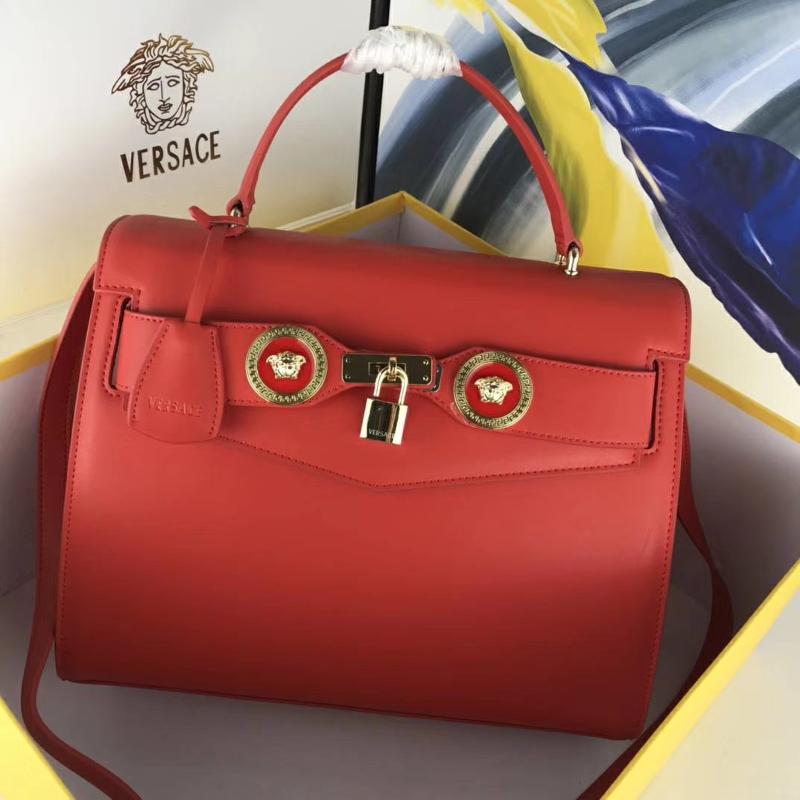 Versace Chain Handbags DBGF311 Full Leather Solid Red